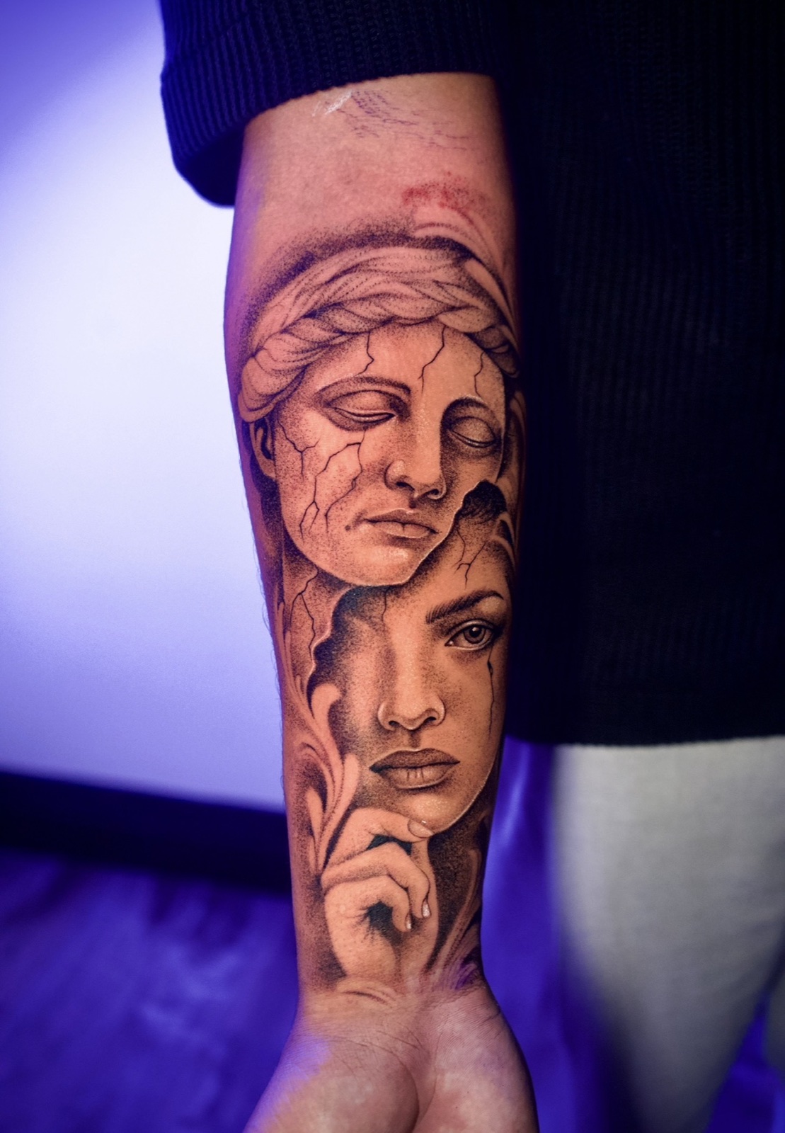 Stipple Shading tattoo work by Henry